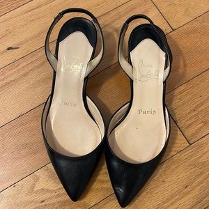 Christian Louboutin black heeled slingback pumps